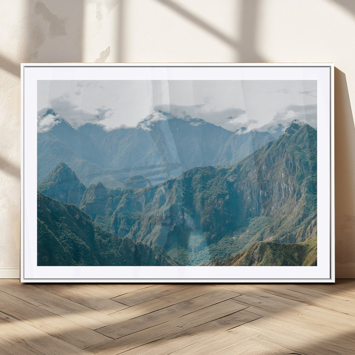 Misty Mountain Wall Art Canvas Print – Framed Cloudy Andean