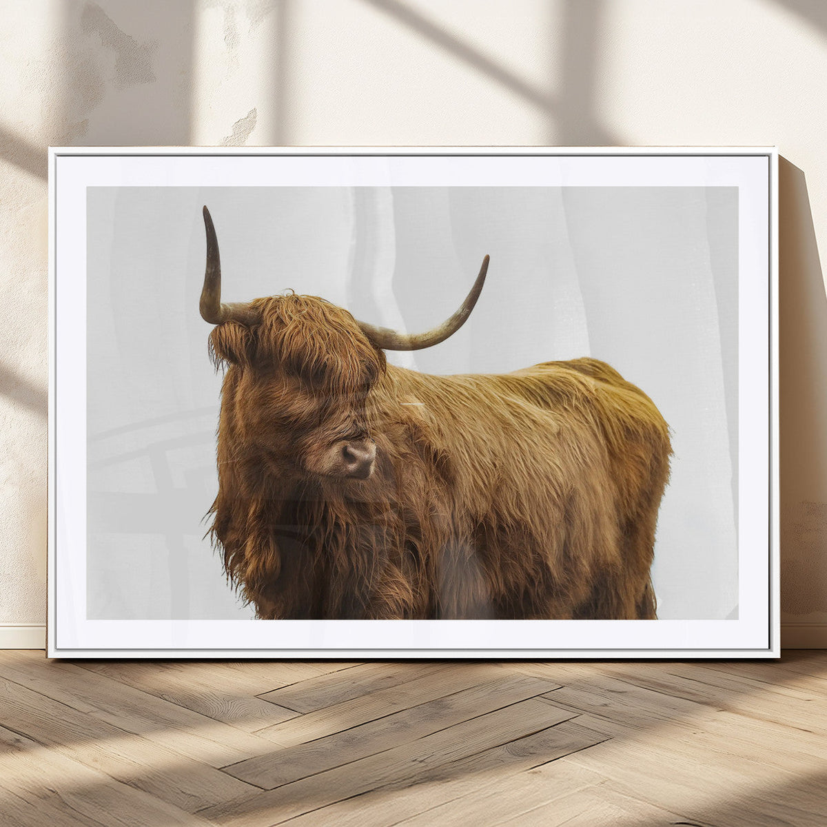 Highland Cow Wall Art Canvas Print – Framed Farmhouse Rustic