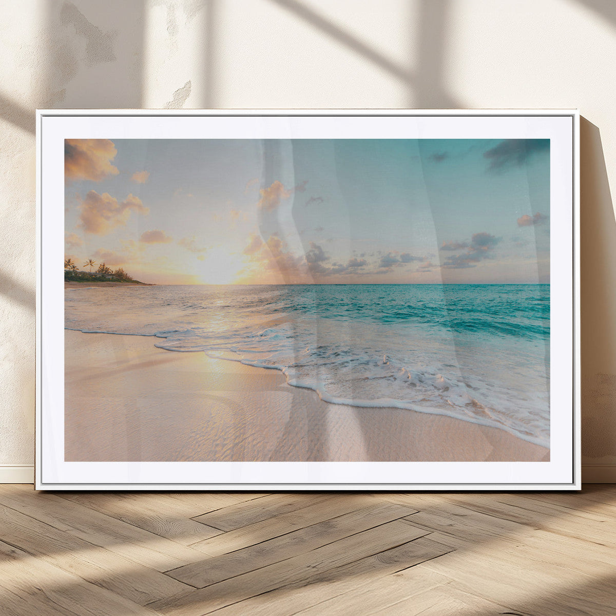 Beach Sunset Wall Art Canvas Print – Framed Ocean Waves