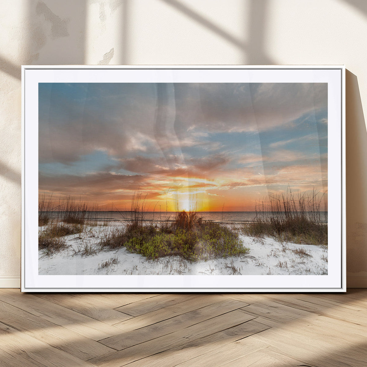 Sunset Beach Wall Art Print – Coastal Canvas Ocean Landscape