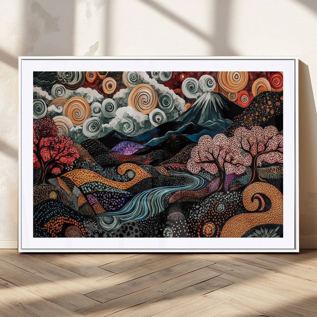 Whimsical Abstract Landscape Wall Art Canvas Print, Colorful