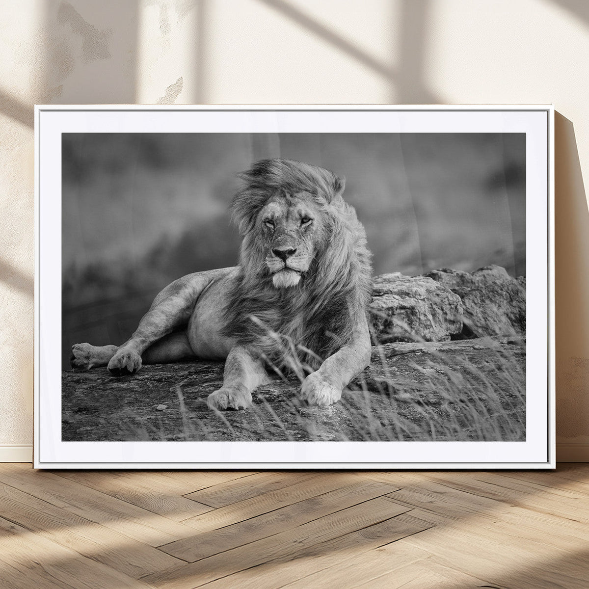 King Forest Lion Wall Art Canvas Print – Framed Majestic