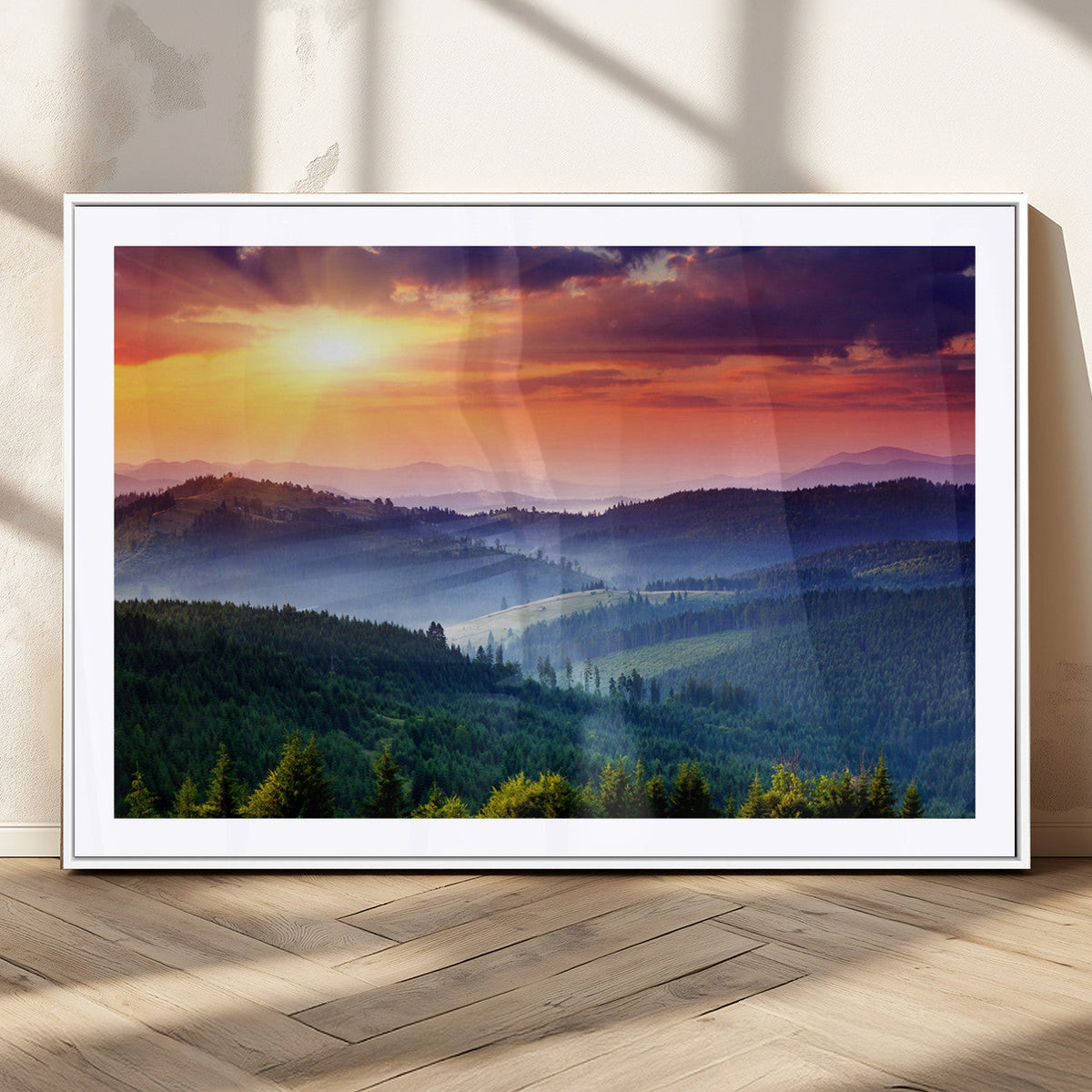 Mountain and Sunset Wall Art Canvas Print