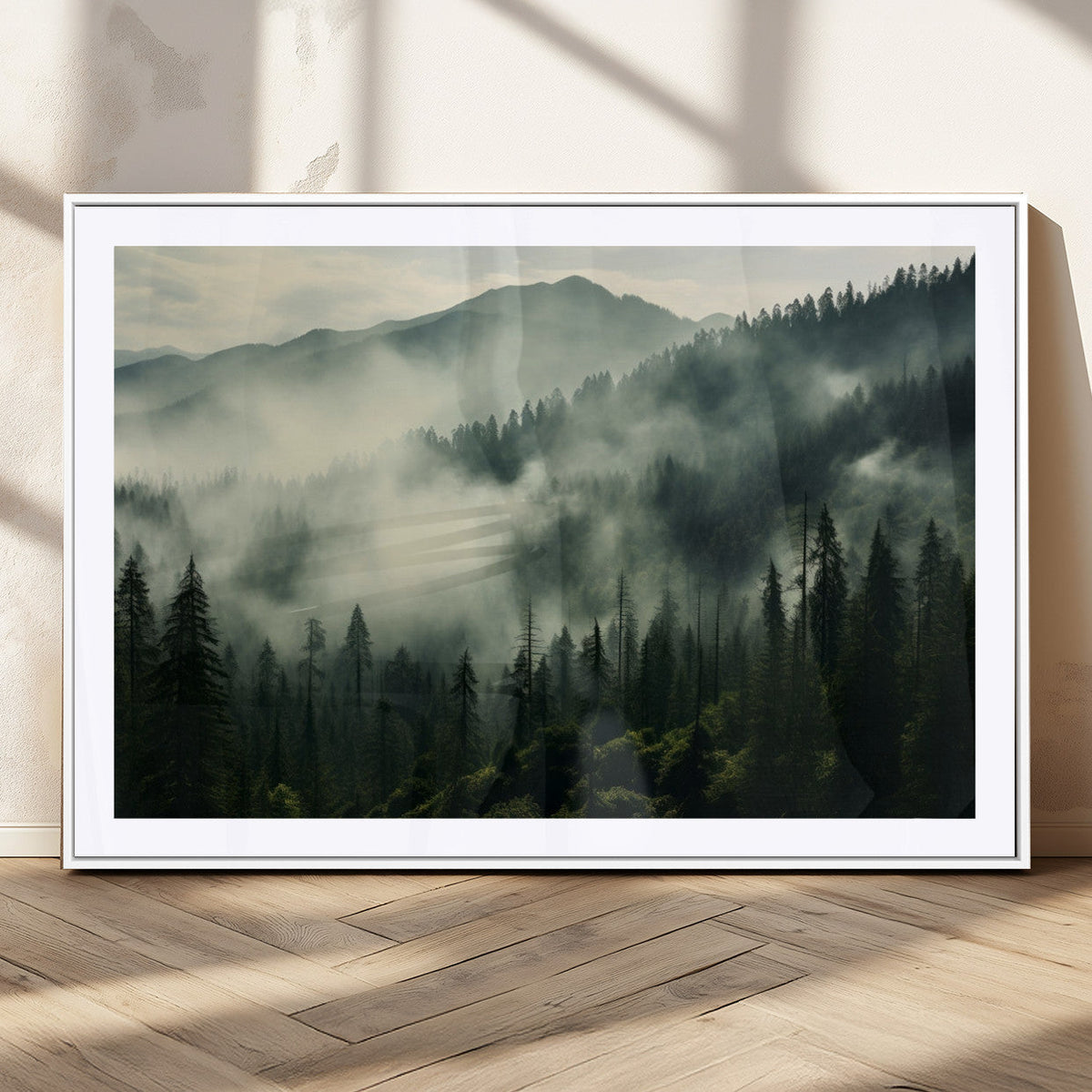 Captivating Misty Forest Wall Art Premium Canvas Print a