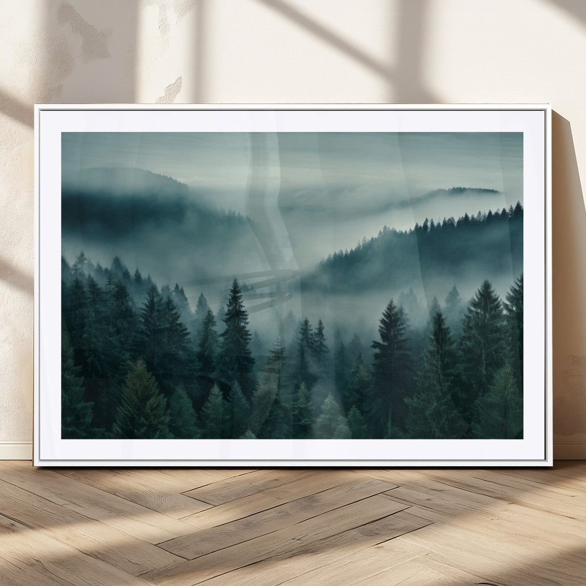 Captivating Misty Foggy Forest Wall Art Premium Canvas Print