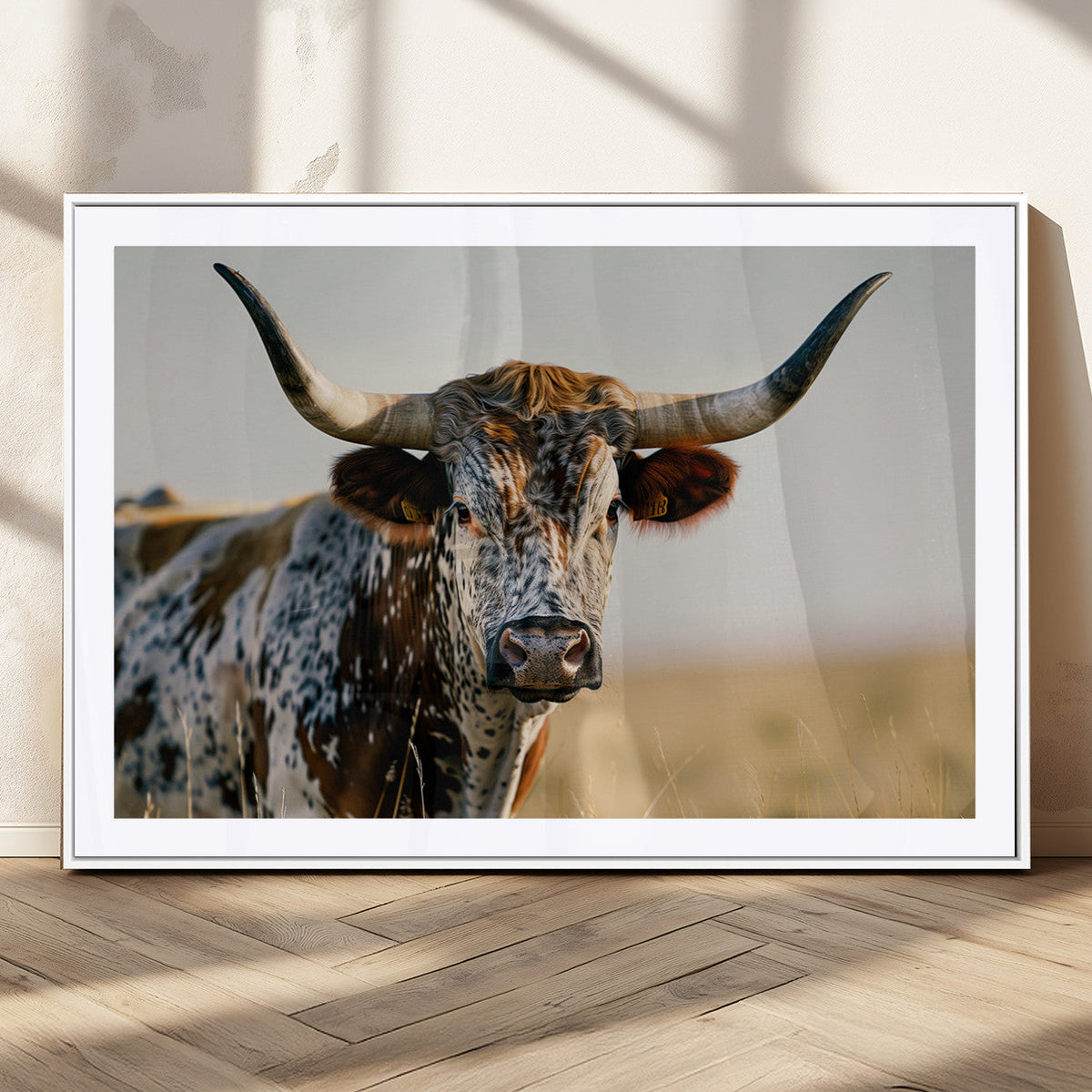 Texas Bull Longhorn Wall Art Canvas Print for Farm House