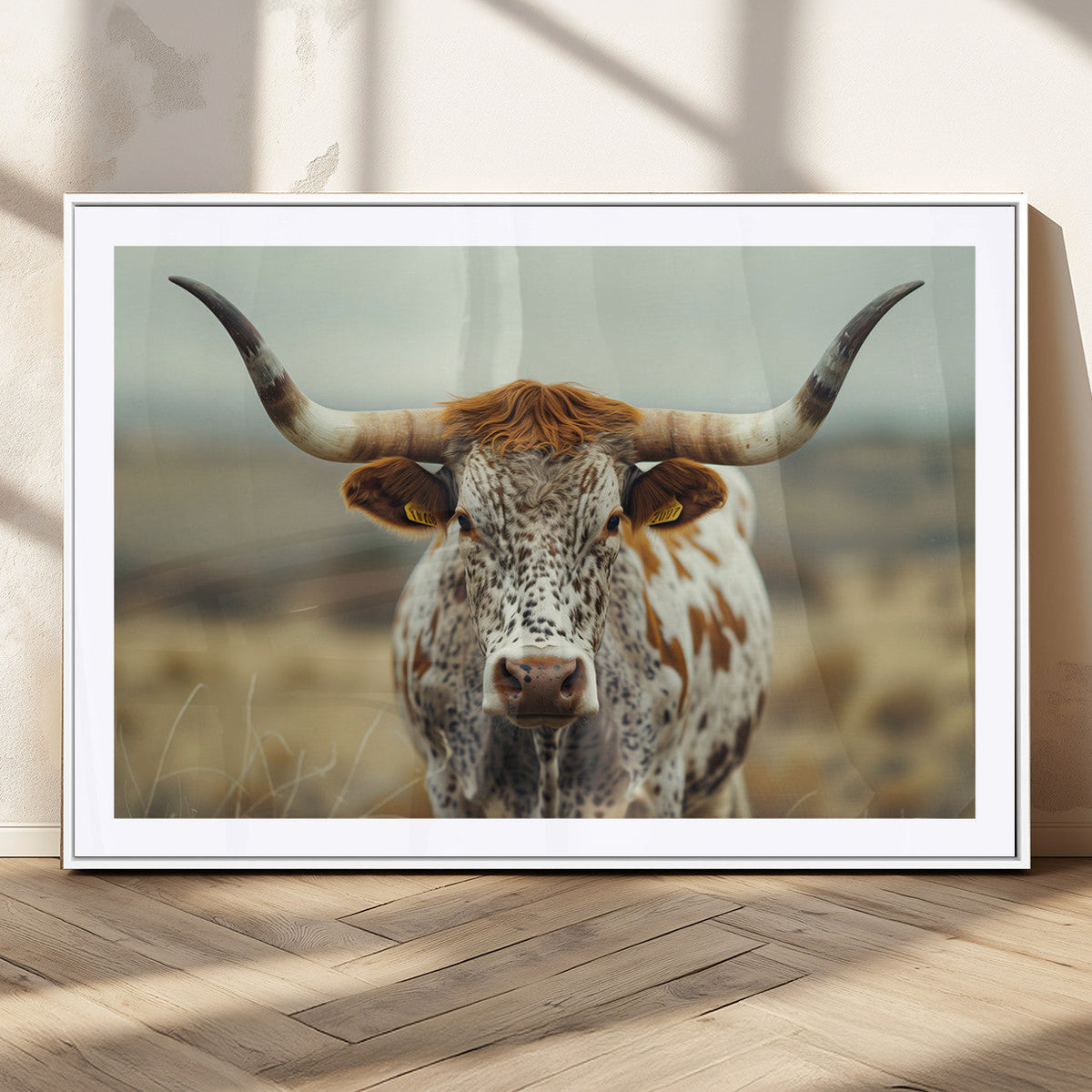 Texas Cow Longhorn Wall Art Canvas Print for Farm House Wall