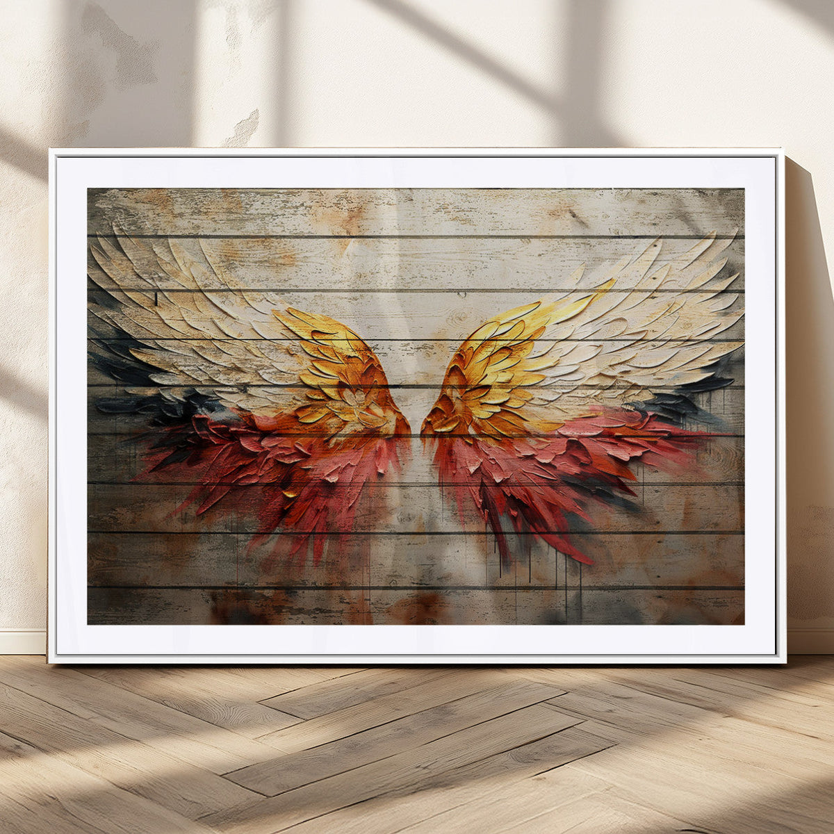 Abstract Angel Wings Canvas Wall Art – Framed and Ready to