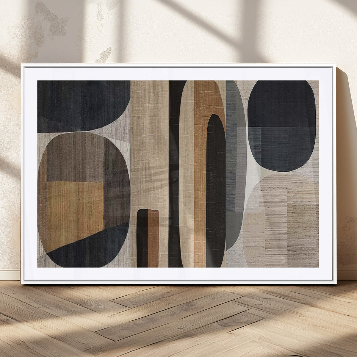 Abstract Minimalist Canvas Wall Art - Neutral Geometric