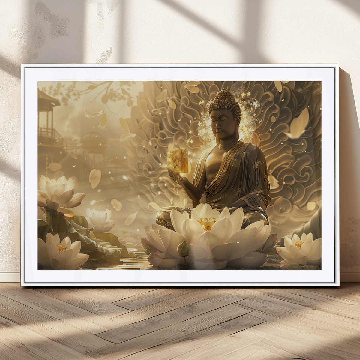 Golden Buddha Wall Art | Yoga Room Decor and Meditation Room