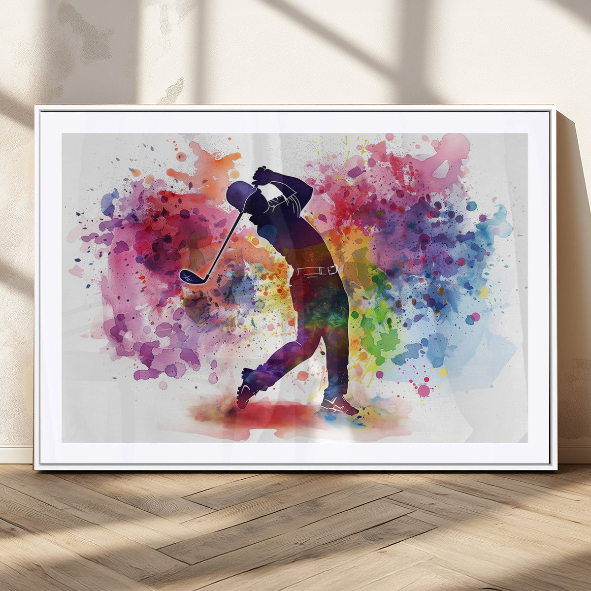 Colorful Golfer Swing Wall Art Canvas Print - Ready to Hang,