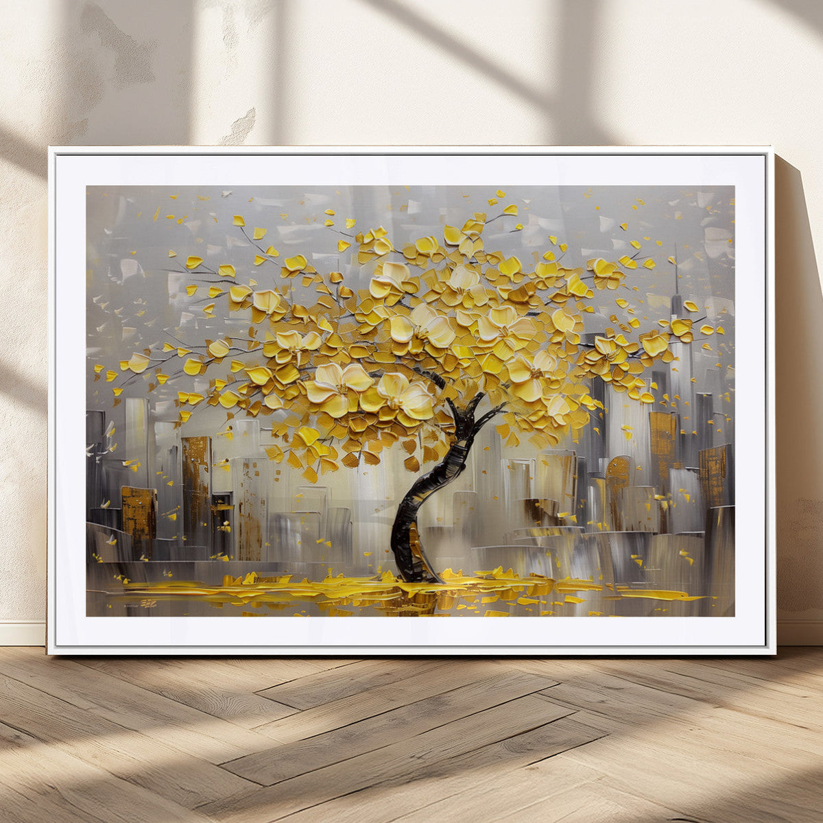 Golden Tree Canvas Print | Abstract Wall Art for Modern
