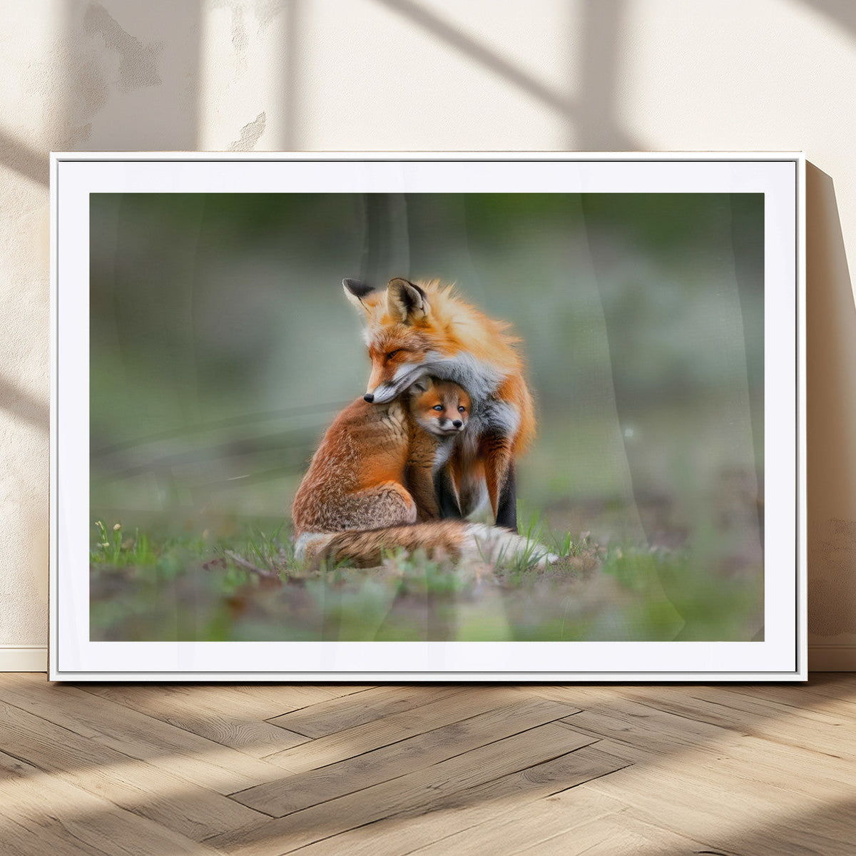 Heartwarming Fox and Baby Cub Wall Art | Ready to Hang
