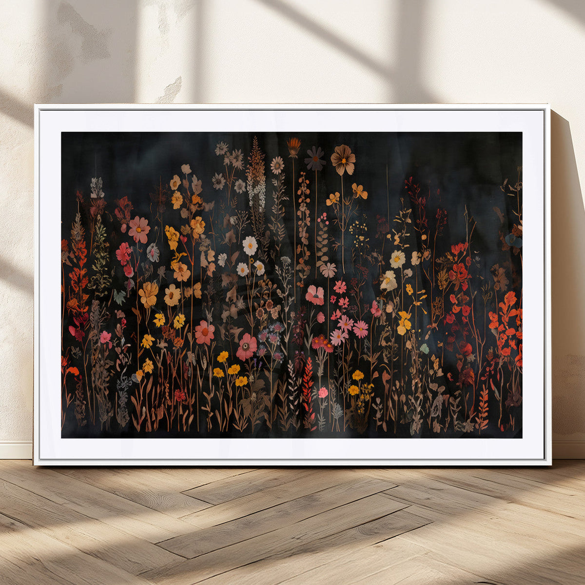 Large Floral Painting Print Illustration Flowers Canvas Wall