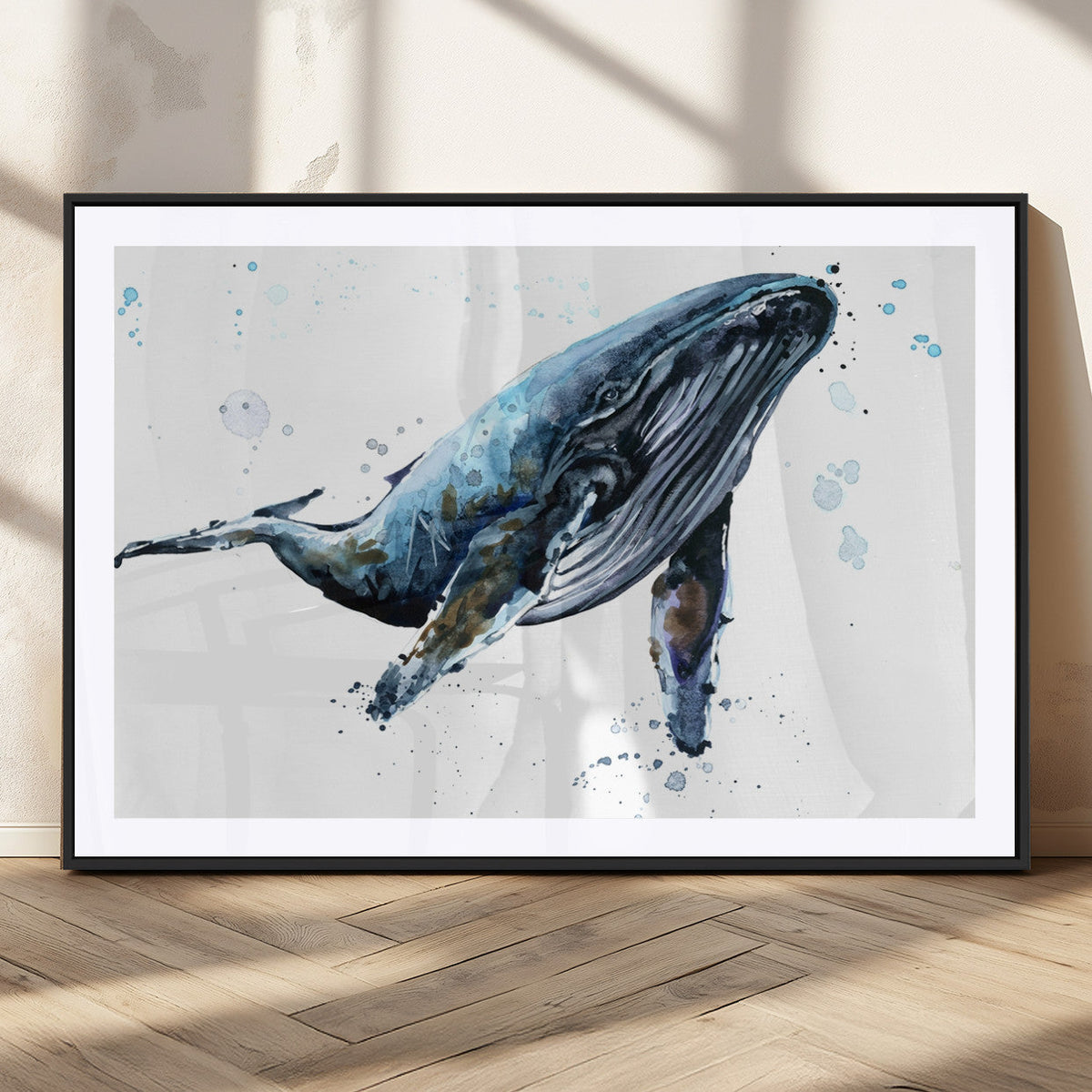 Watercolor Whale Wall Art Canvas Print