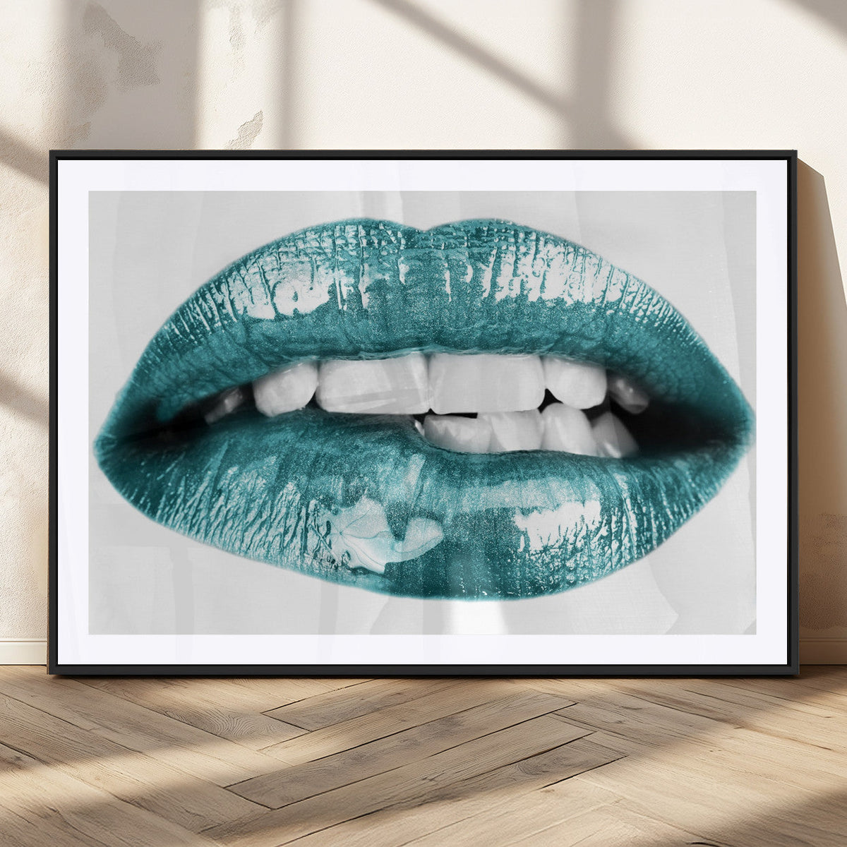 Blue Lips Wall Art Canvas Print