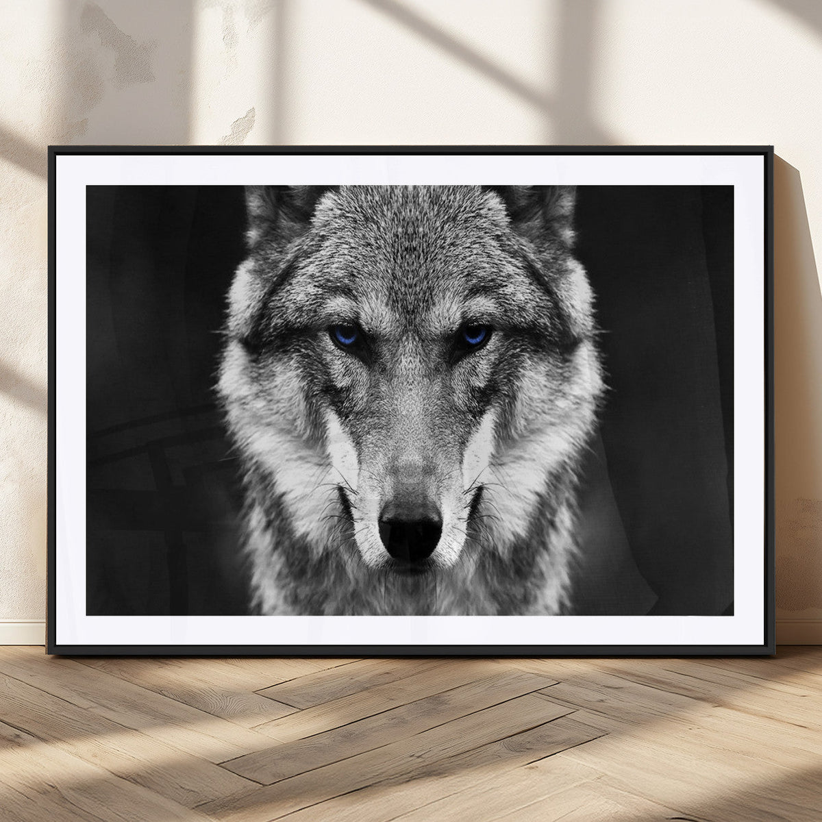 Black and White Wild Wolf Wall Art Canvas Print