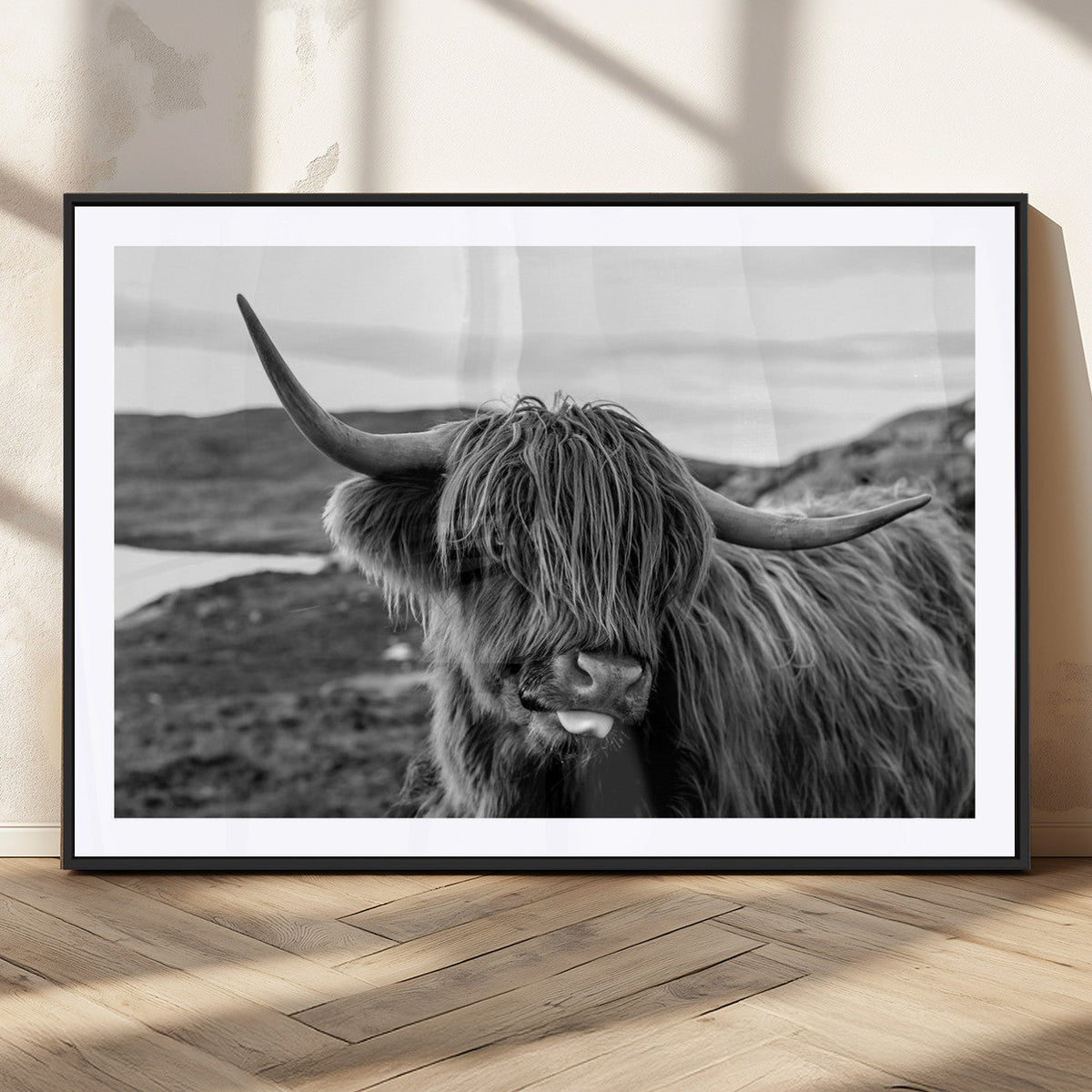 Longhorn Steer Canvas Print Wall Art, Highland Cow Canvas
