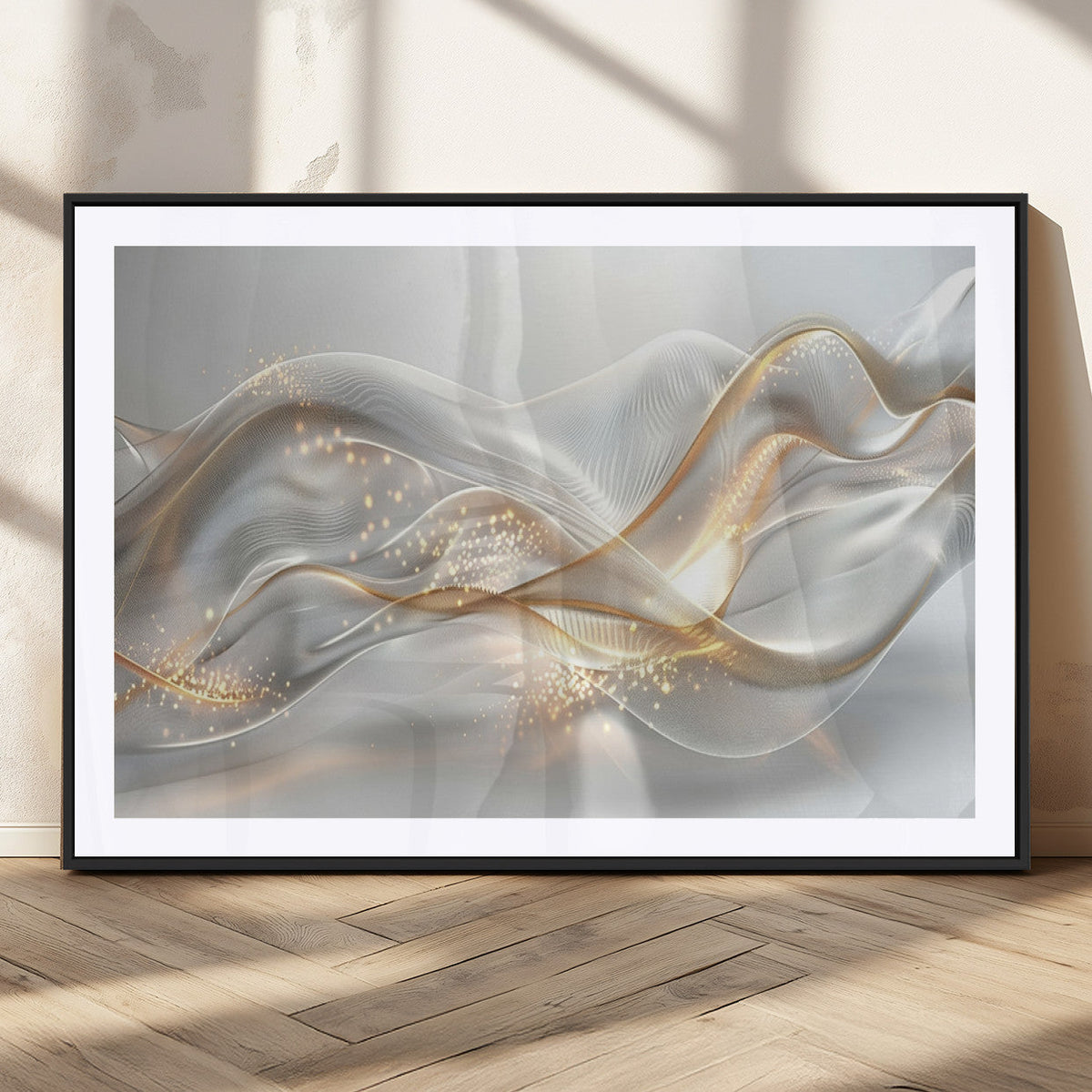 Abstract art Grey and Gold Lines Wall Art