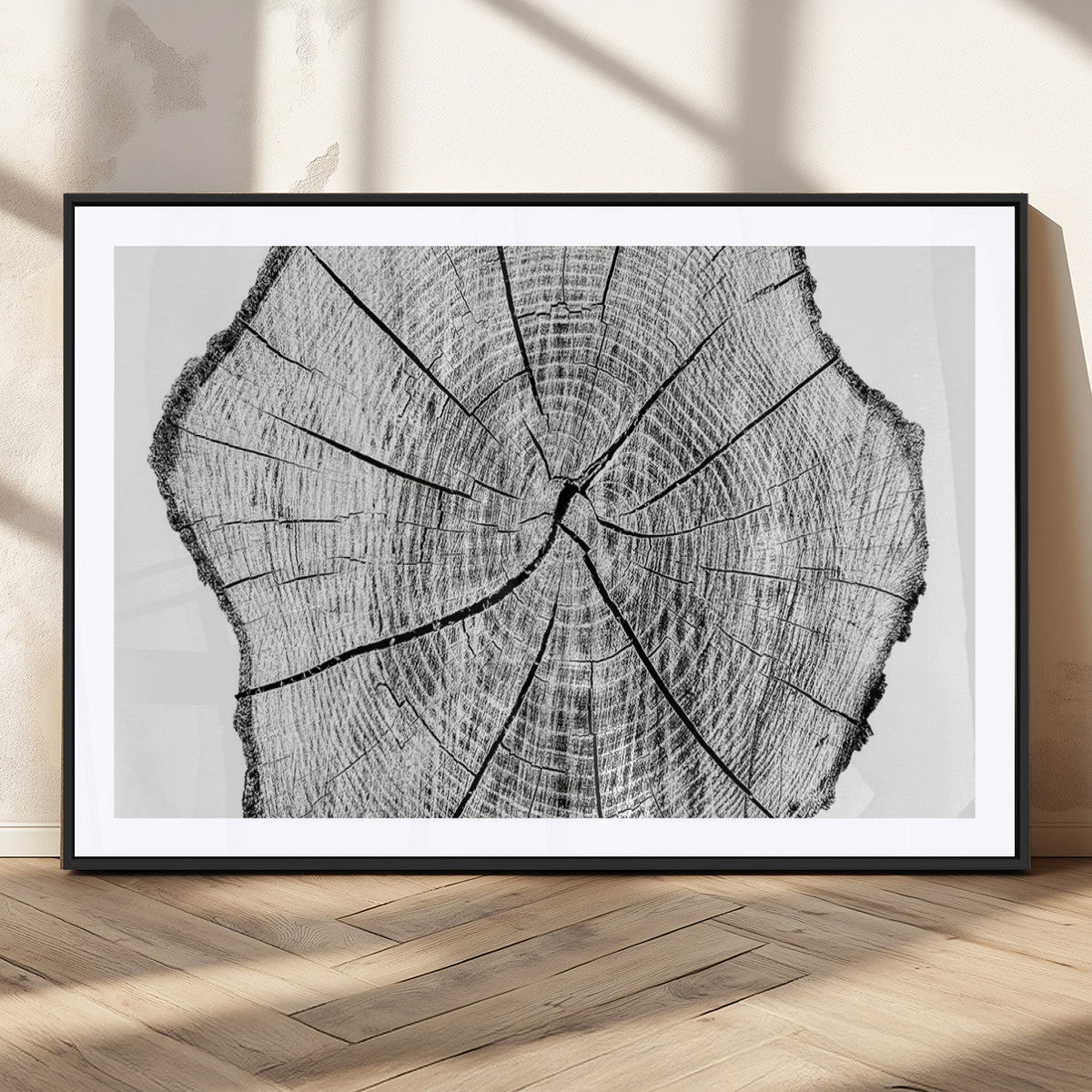 Rustic Tree Ring Wall Art Canvas Print – Framed and Ready to