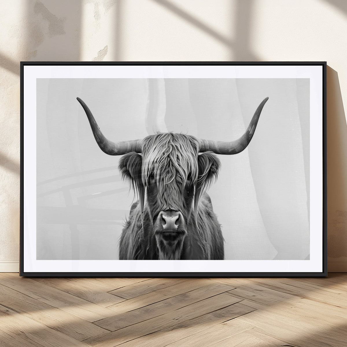 Highland Wall Art Canvas Print – Minimalist Black and White