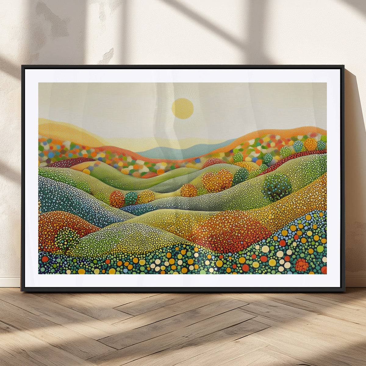 YAYOI KUSAMA Wall Art - Colorful Dot Art Landscape Canvas,