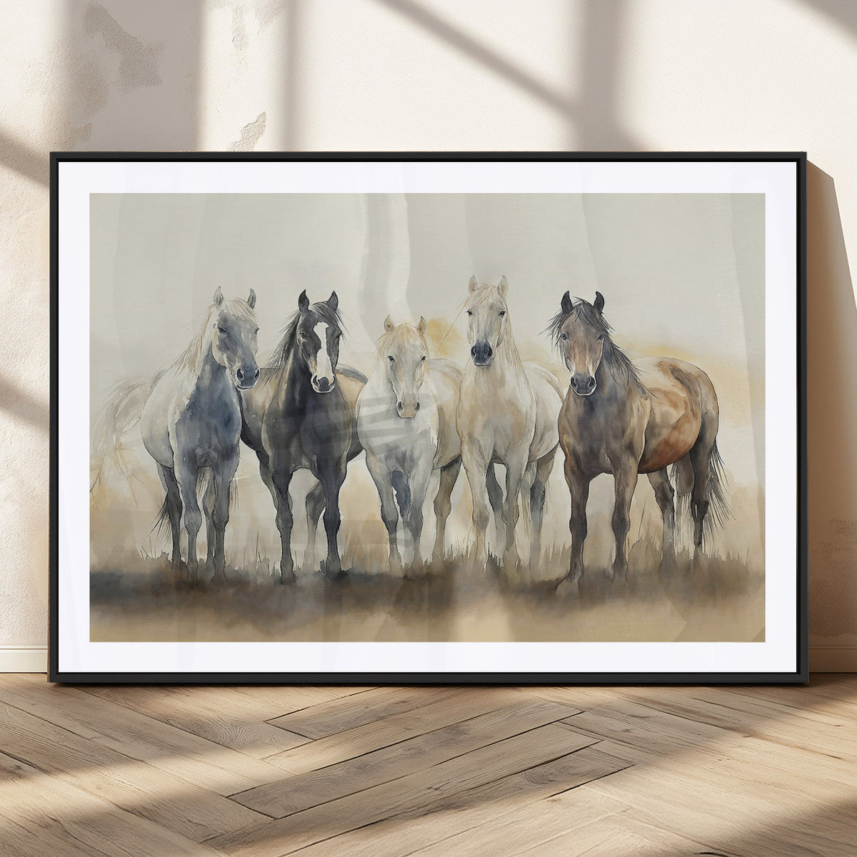 Wild Horses Wall Art Canvas Print, Framed Running Horses Art