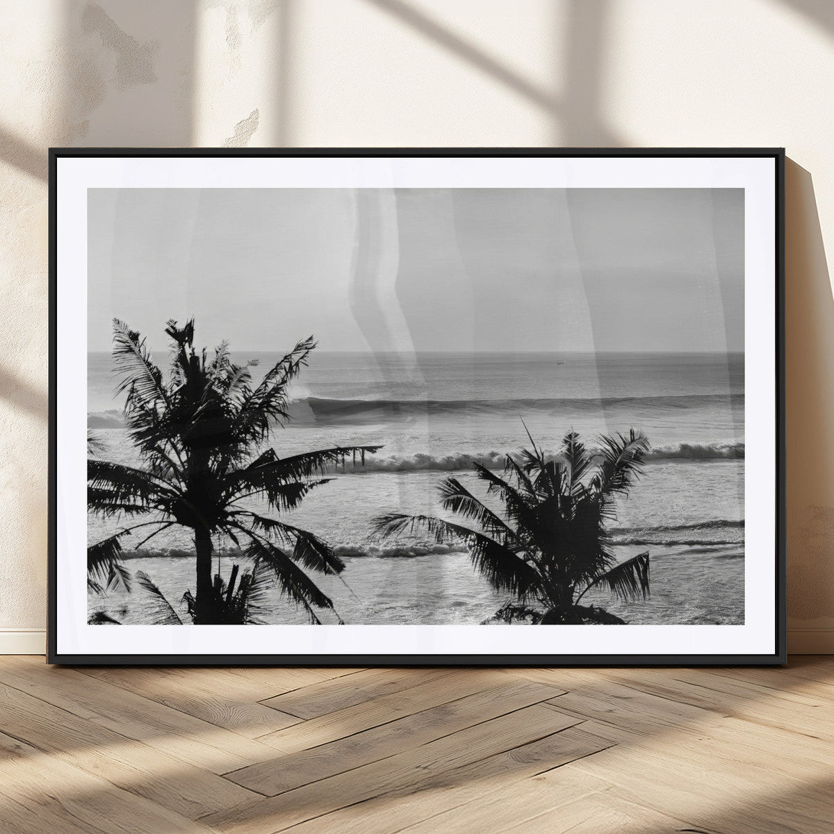 Tropical Coastline Wall Art Canvas Print – Framed Palm Trees