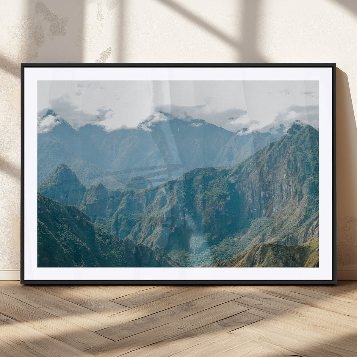 Misty Mountain Wall Art Canvas Print – Framed Cloudy Andean