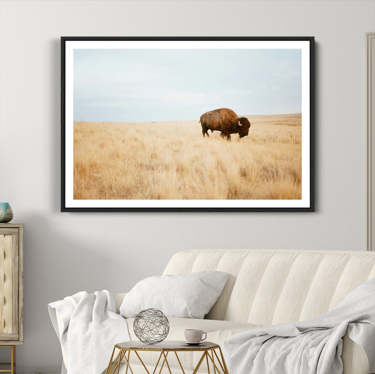 Buffalo Wall Art Canvas Print – Framed Western Wildlife