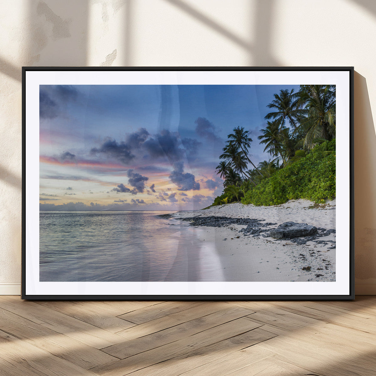 Tropical Beach Wall Art Canvas Print – Framed Sunset Glow