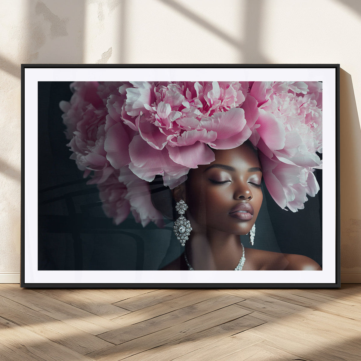 Black Beauty Petal Crown Wall Art Canvas Print – Floral