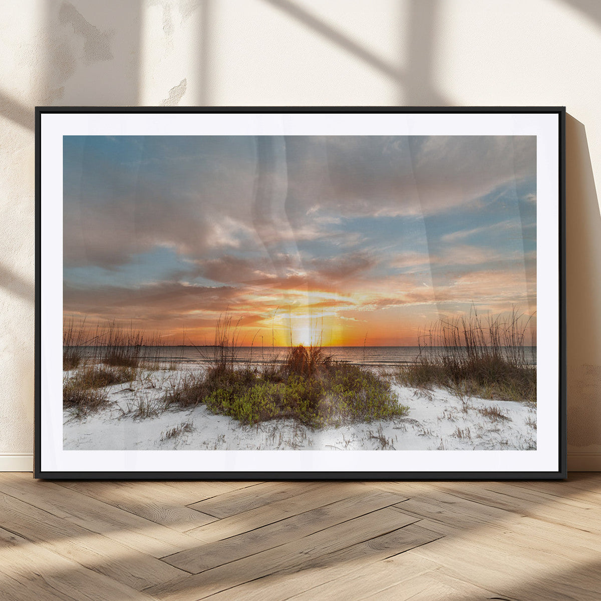 Sunset Beach Wall Art Print – Coastal Canvas Ocean Landscape
