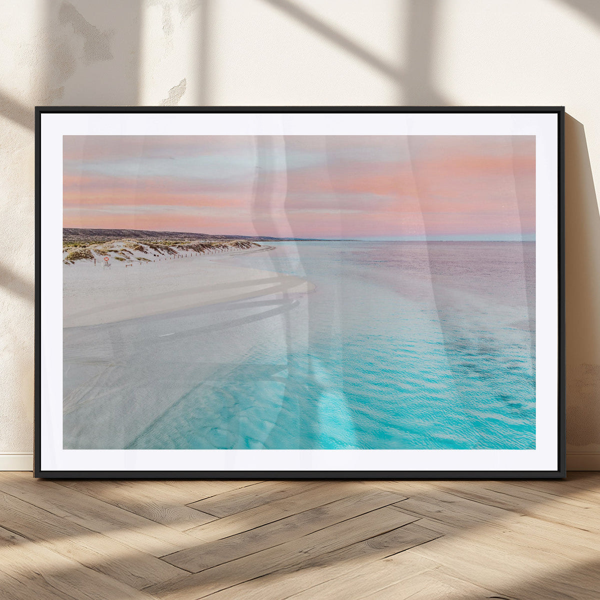 Serene Pastel Beach Wall Art Canvas Print, Tranquil Coastal