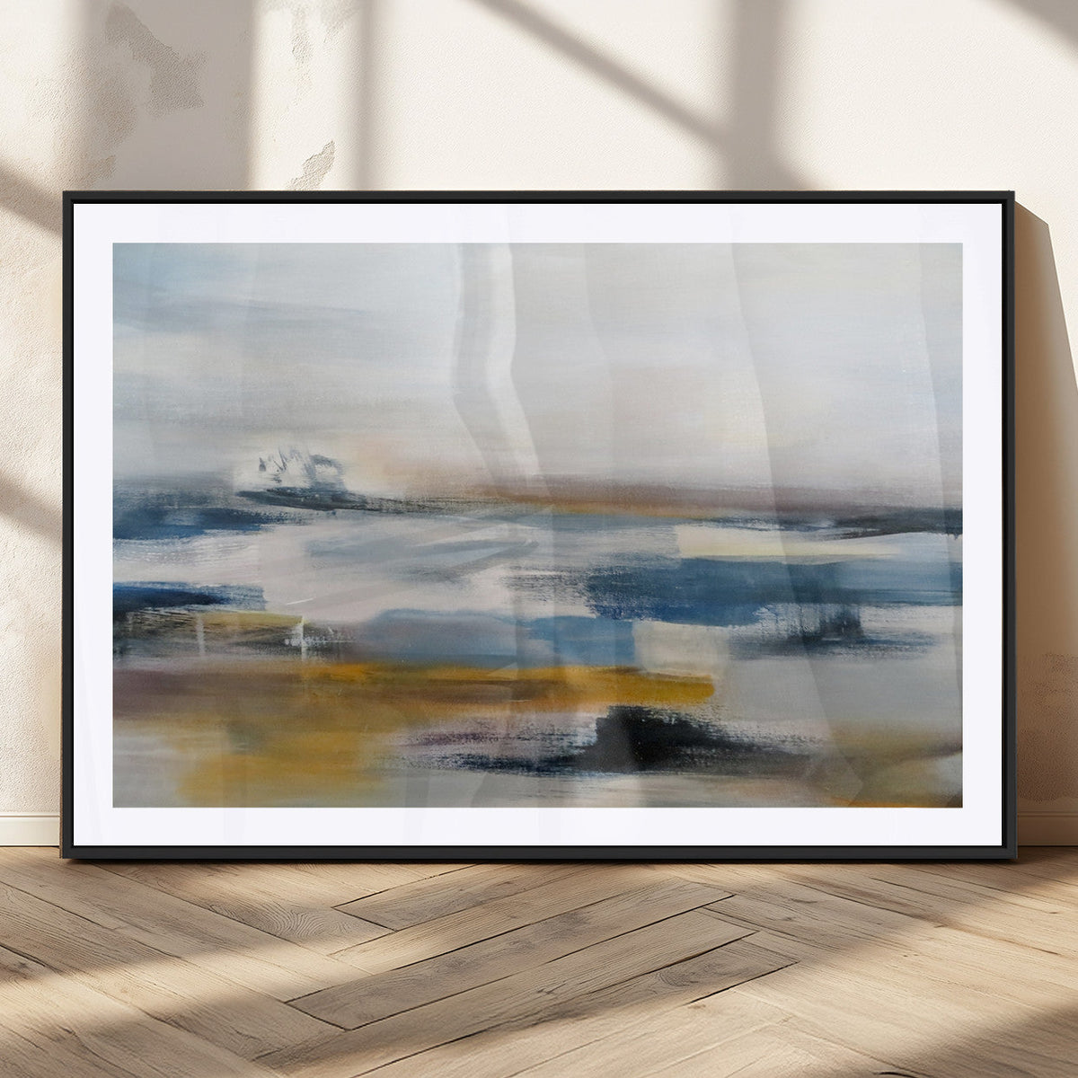 Abstract Landscape Wall Art Canvas | 3 Panel Modern Blue,