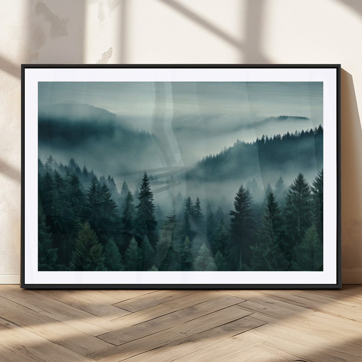 Captivating Misty Foggy Forest Wall Art Premium Canvas Print