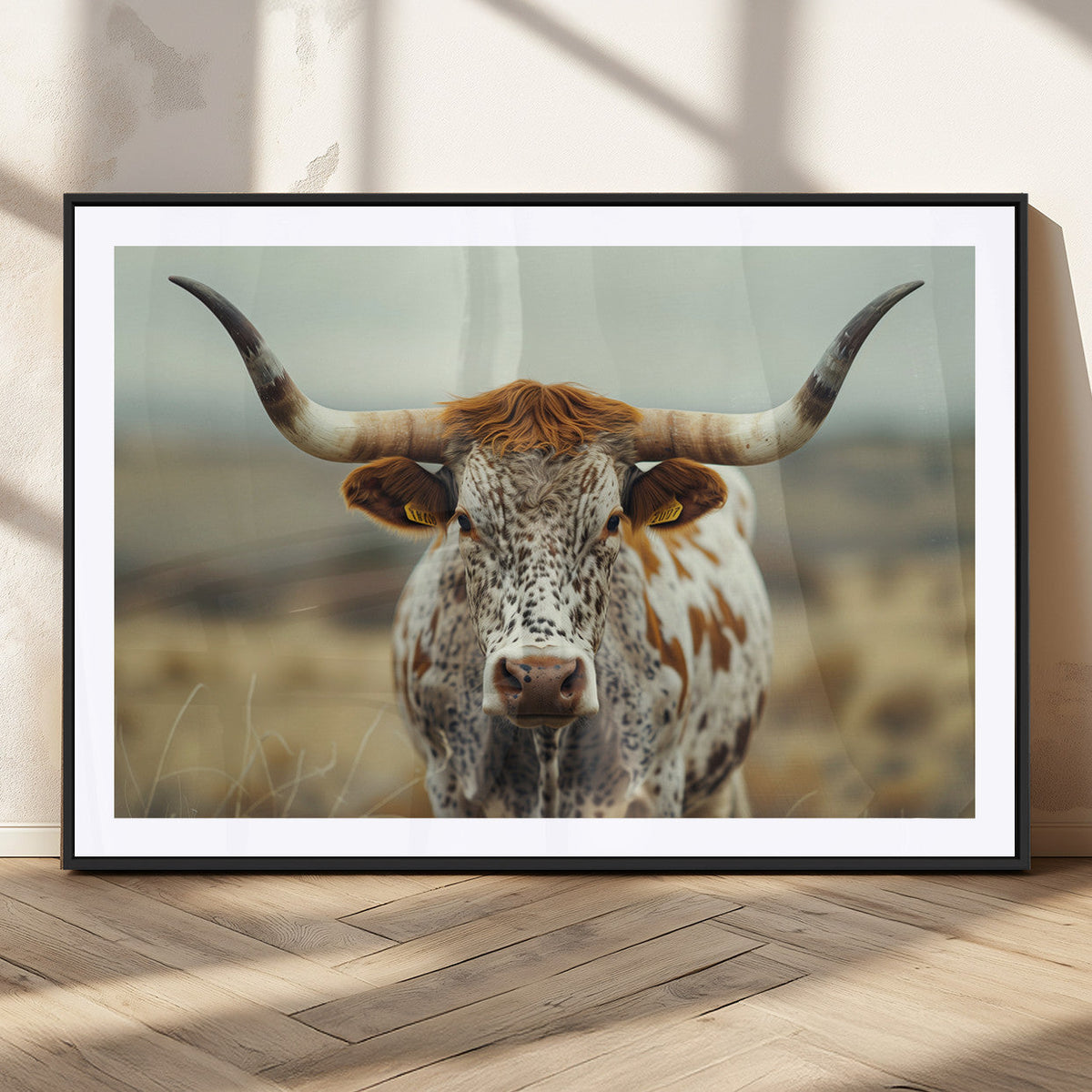 Texas Cow Longhorn Wall Art Canvas Print for Farm House Wall