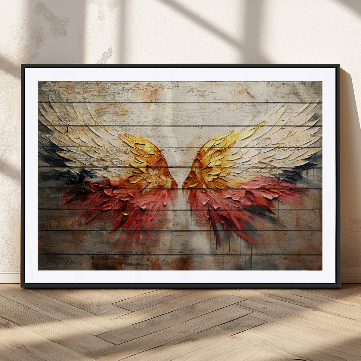 Abstract Angel Wings Canvas Wall Art – Framed and Ready to