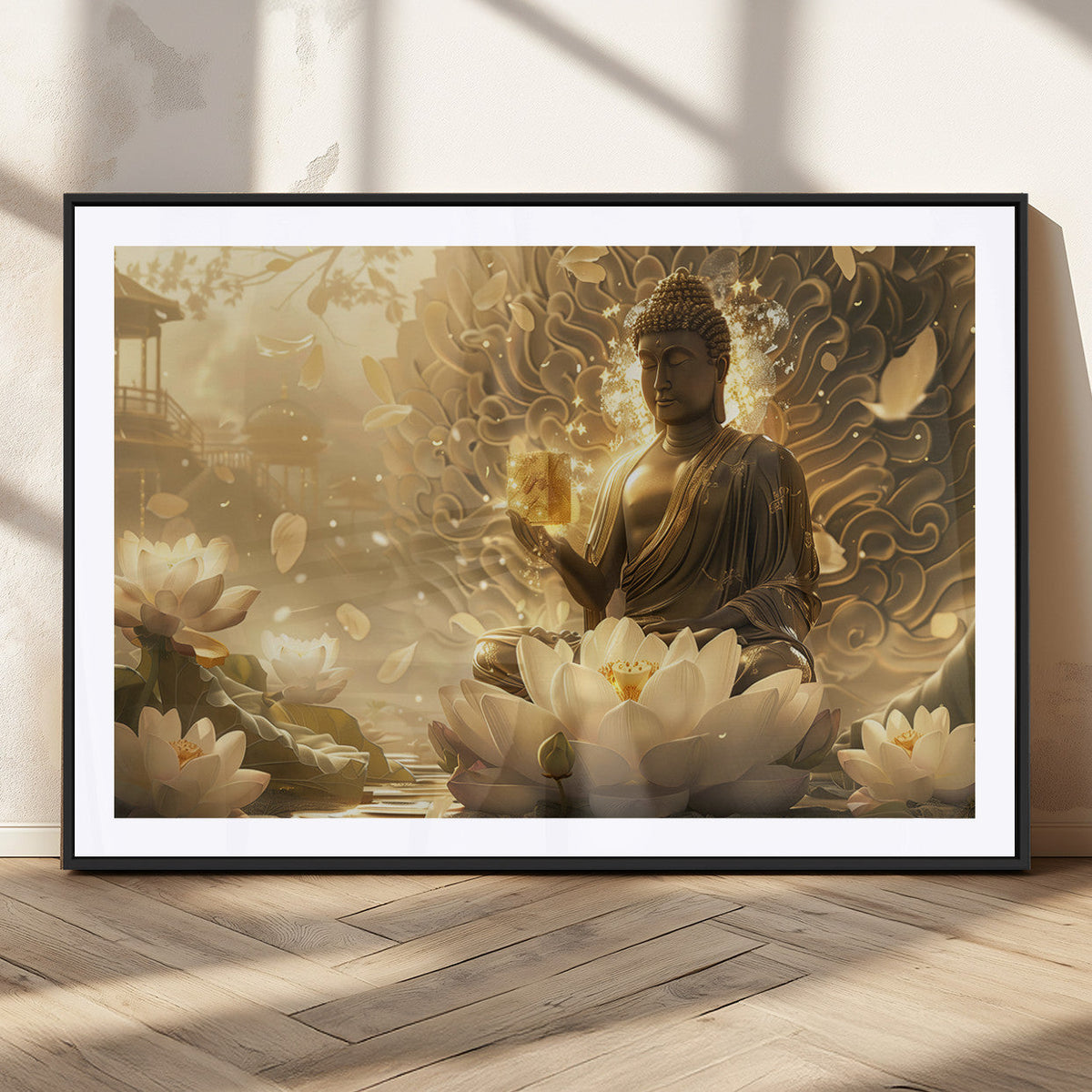 Golden Buddha Wall Art | Yoga Room Decor and Meditation Room