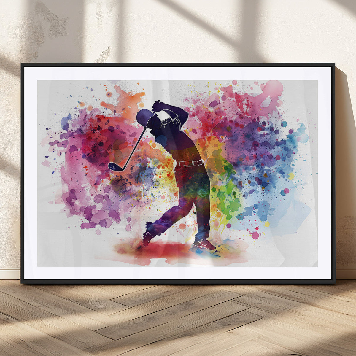 Colorful Golfer Swing Wall Art Canvas Print - Ready to Hang,