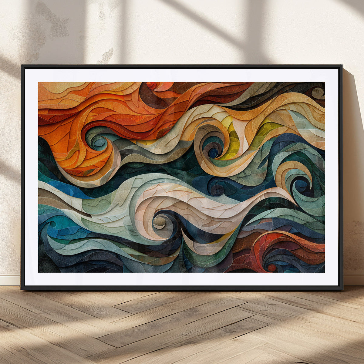 Abstract Wave Wall Art | Ready to Hang Framed Canvas Print |