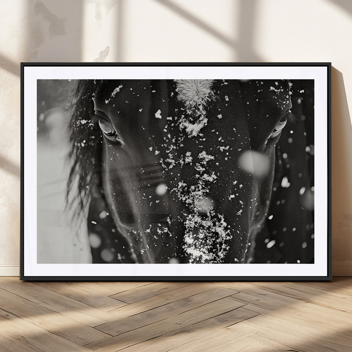 Winter Horse Snow Wall Art Canvas Print