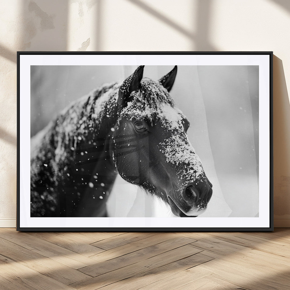 Horse Canvas Print - Winter Horse Snow Wall Art Canvas Print
