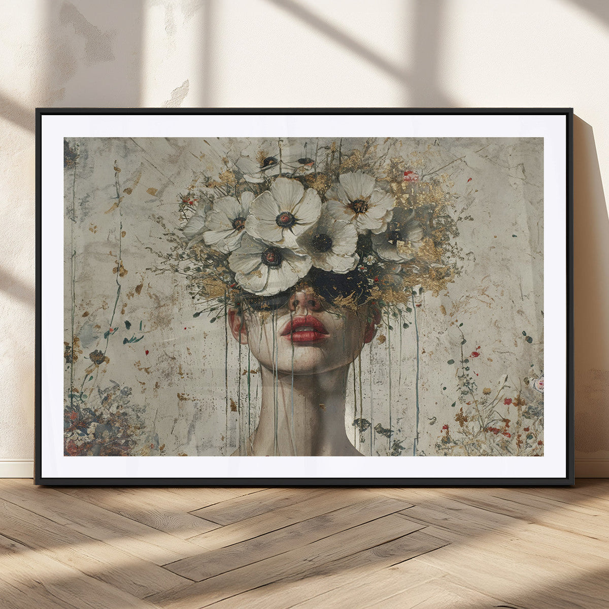 Abstract Floral Women Patel Wall Art Canvas Print