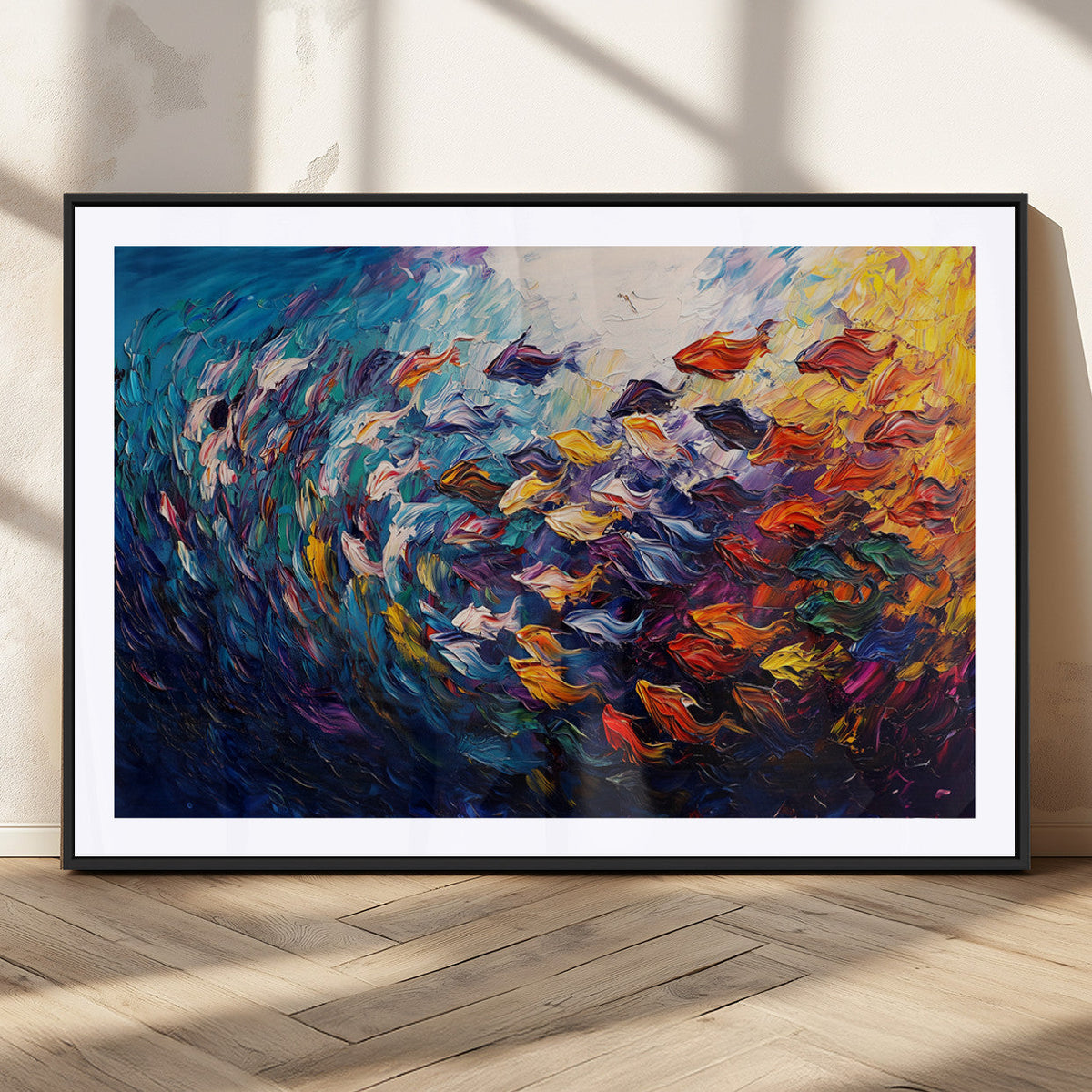 Vibrant Abstract Fish Swarm Art – Colorful Fish Inspired