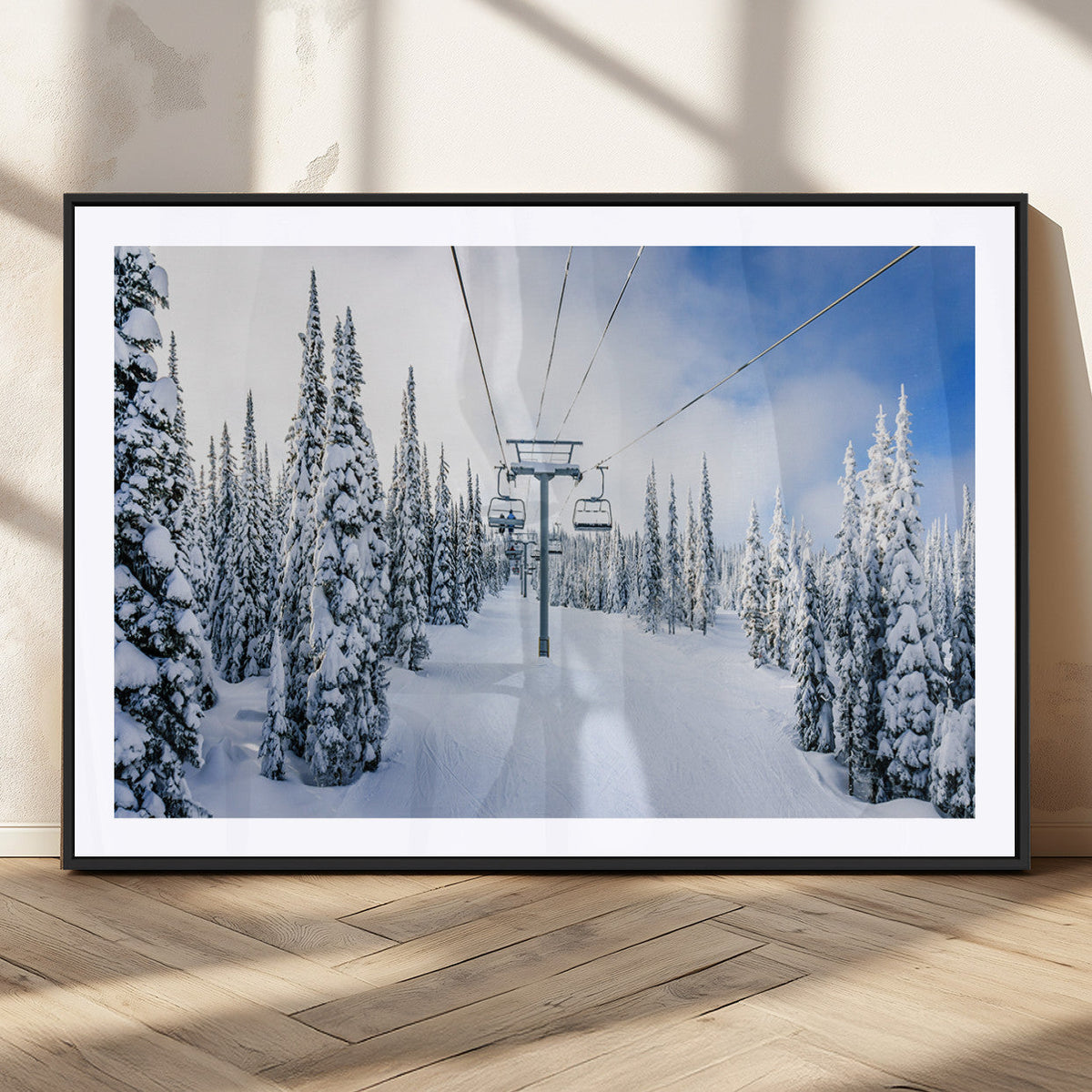 Winter Ski Lift Wall Art Print - Landscape Wall Art | Snowy