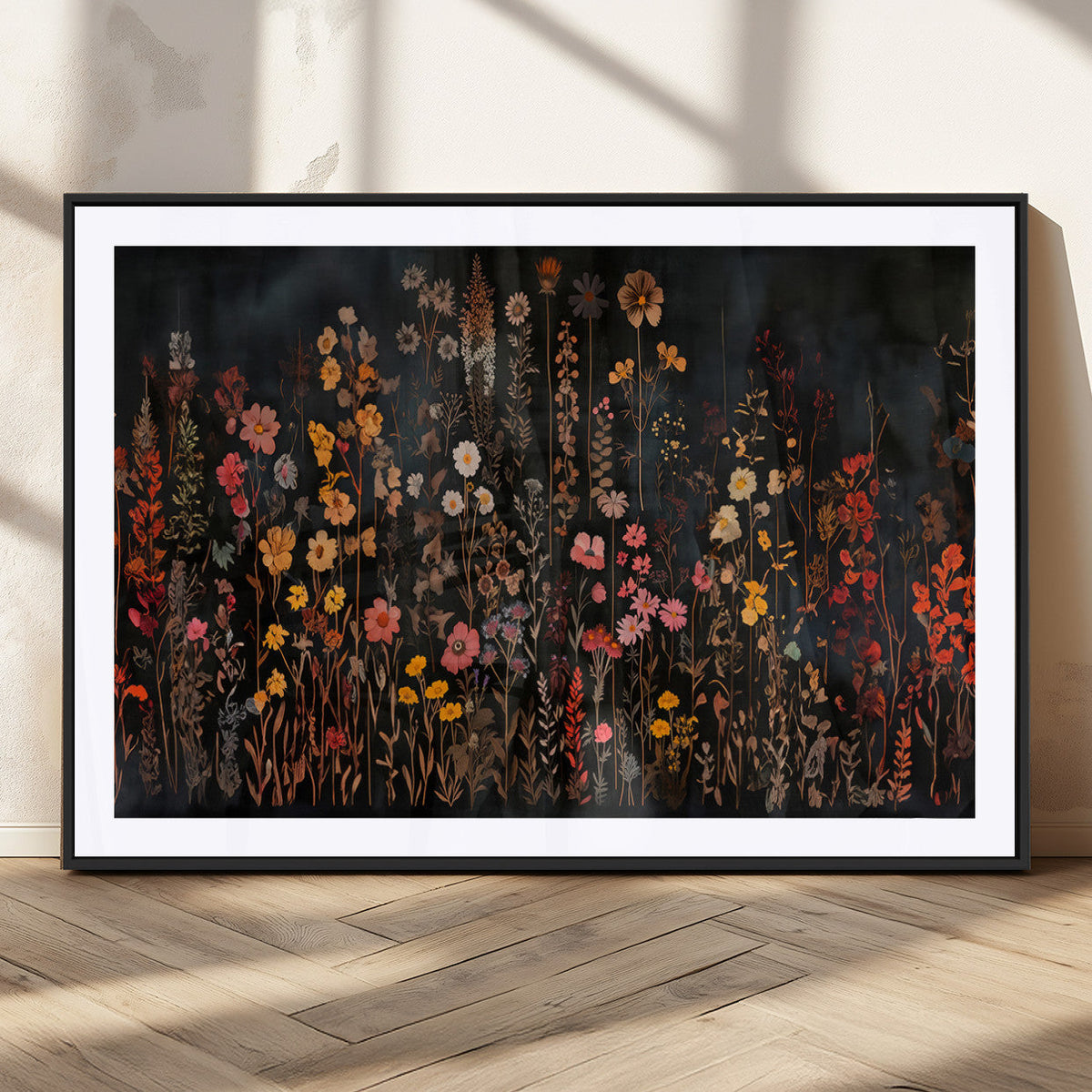 Large Floral Painting Print Illustration Flowers Canvas Wall
