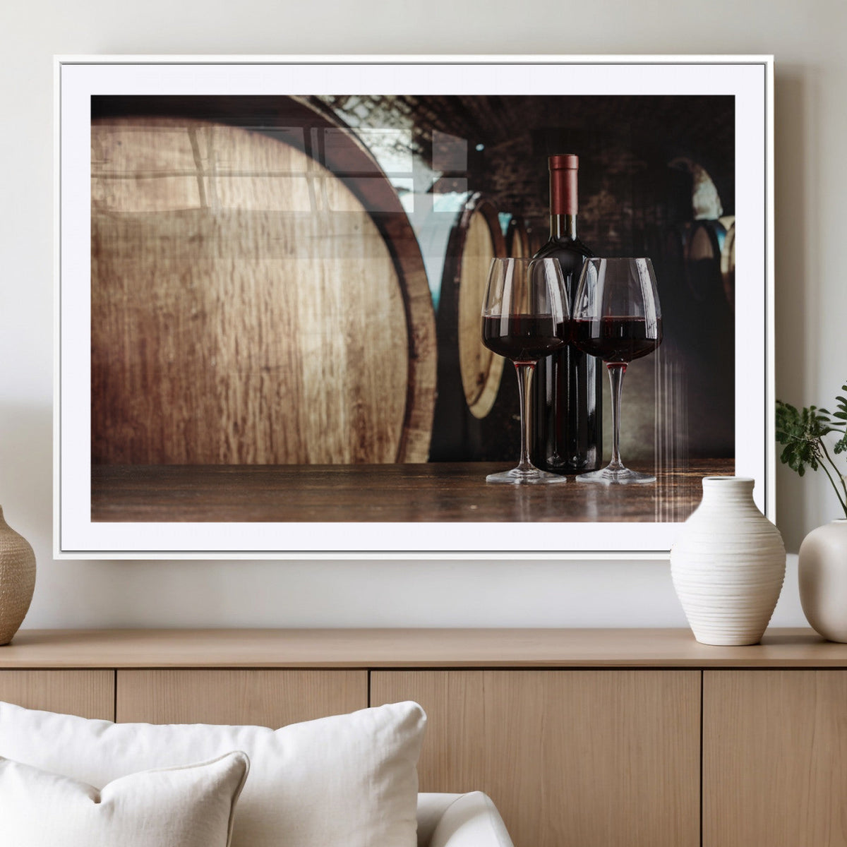 Wine and Barrel Wall Art Canvas Print