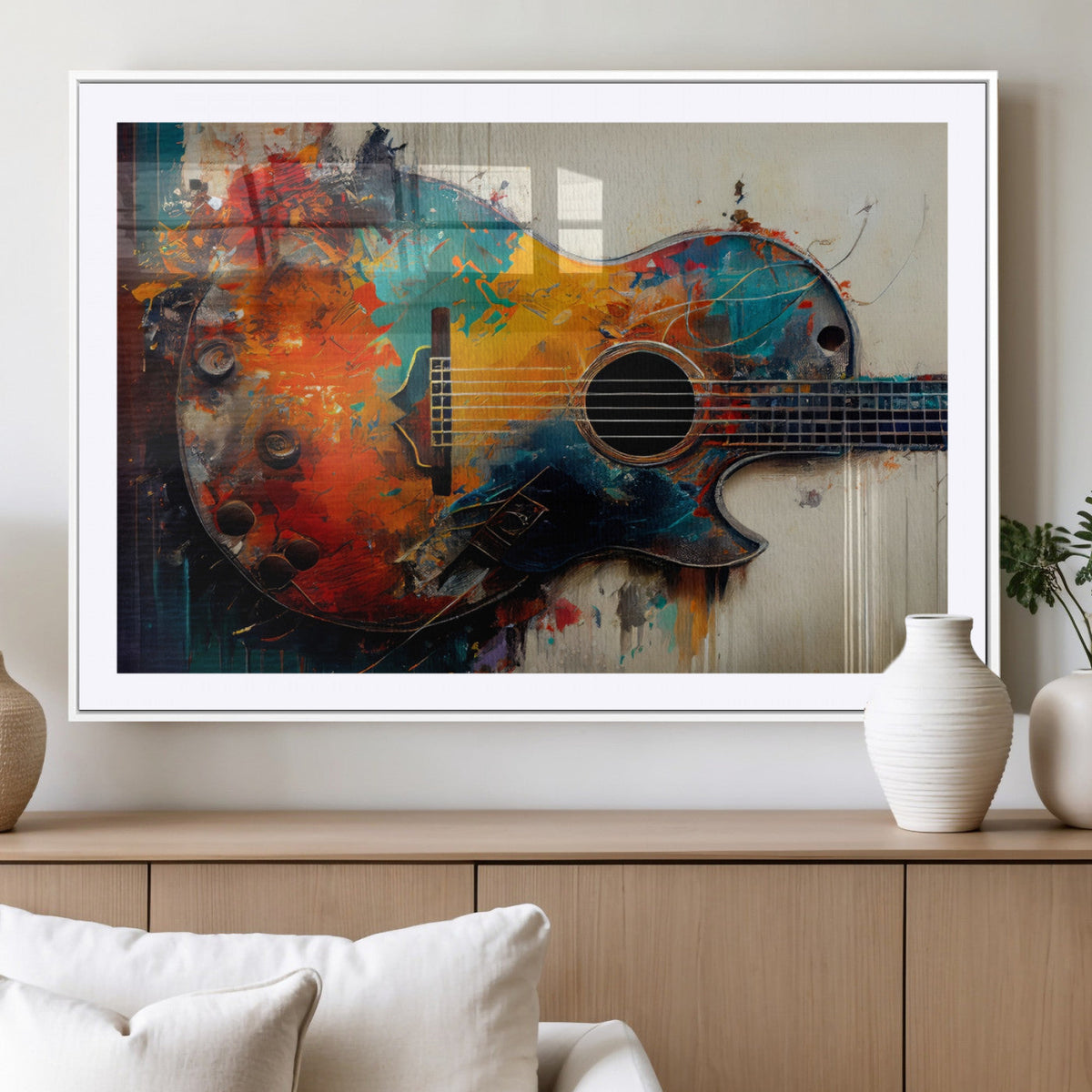 Abstract Guitar Wall Art Canvas | Vibrant Music-Inspired Art