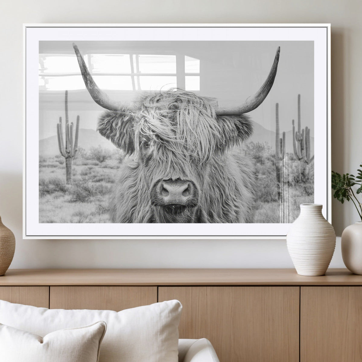 Rustic Charm | Cow Longhorn Black White Bighorn Wall Art